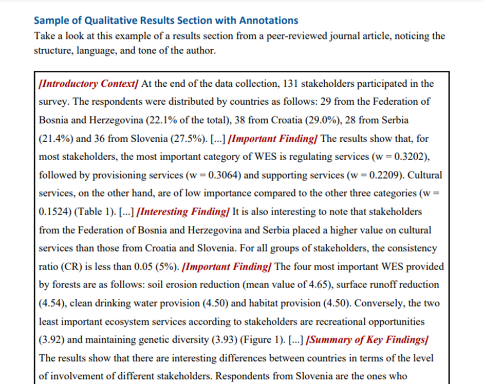 quantitative dissertation results section example