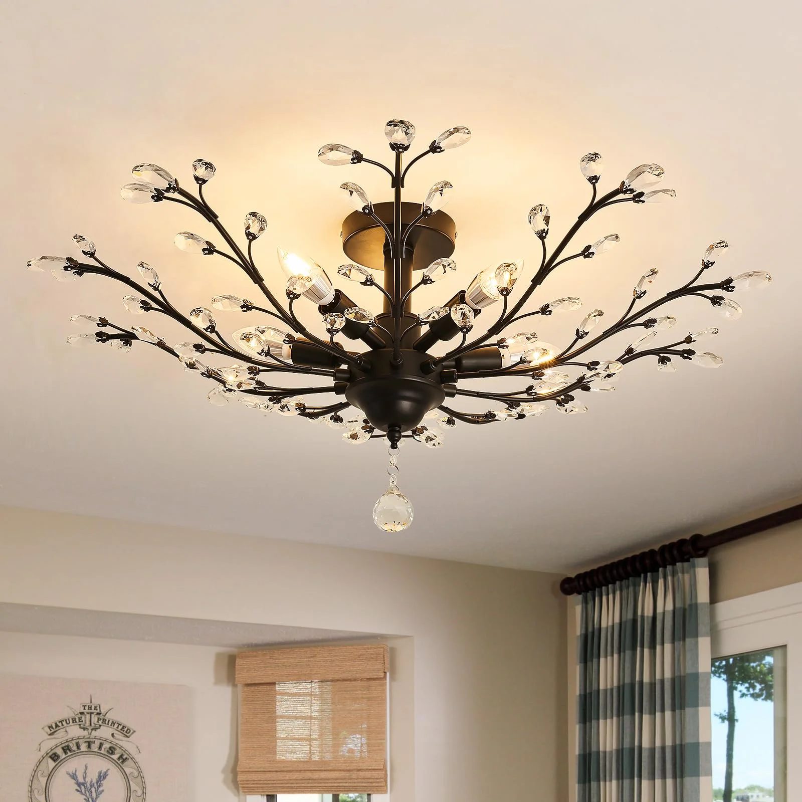 modern black and vintage chandeliers