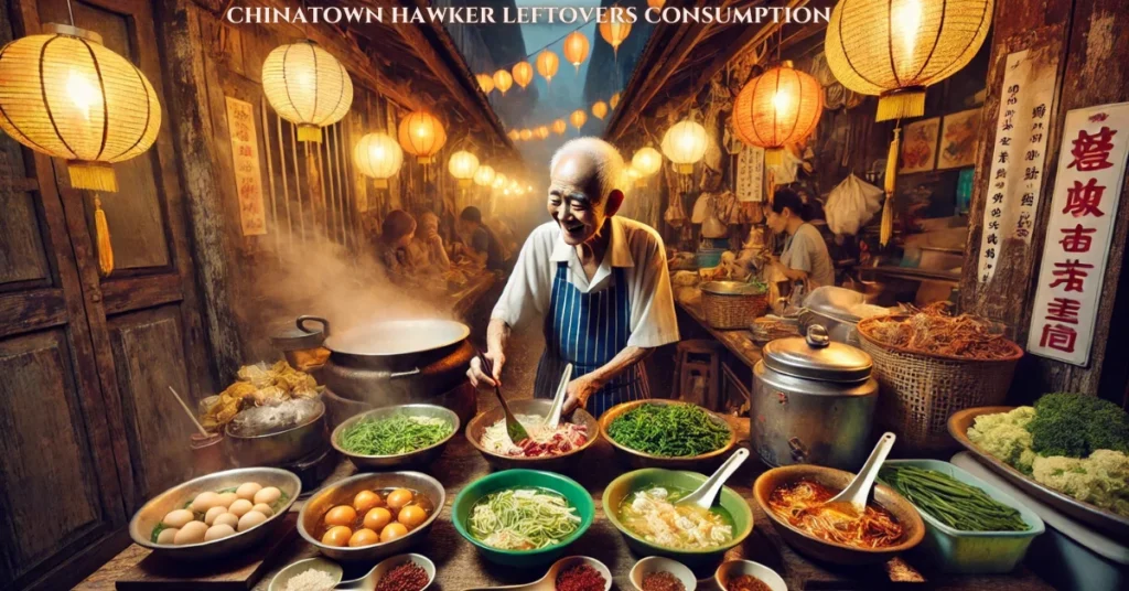chinatown hawker leftovers consumption