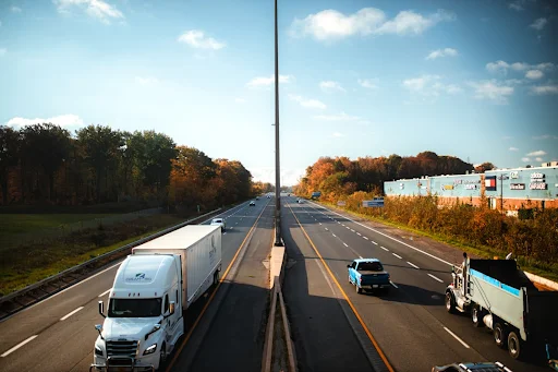 road with trucks