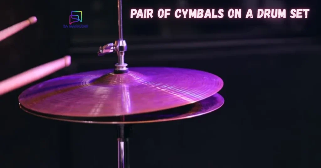 pair of cymbals on a drum set