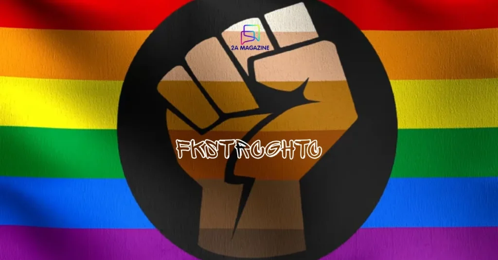 Abstract queer digital art with neon pink and blue glitch aesthetic representing fkstrcghtc online identity