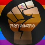 Abstract queer digital art with neon pink and blue glitch aesthetic representing fkstrcghtc online identity
