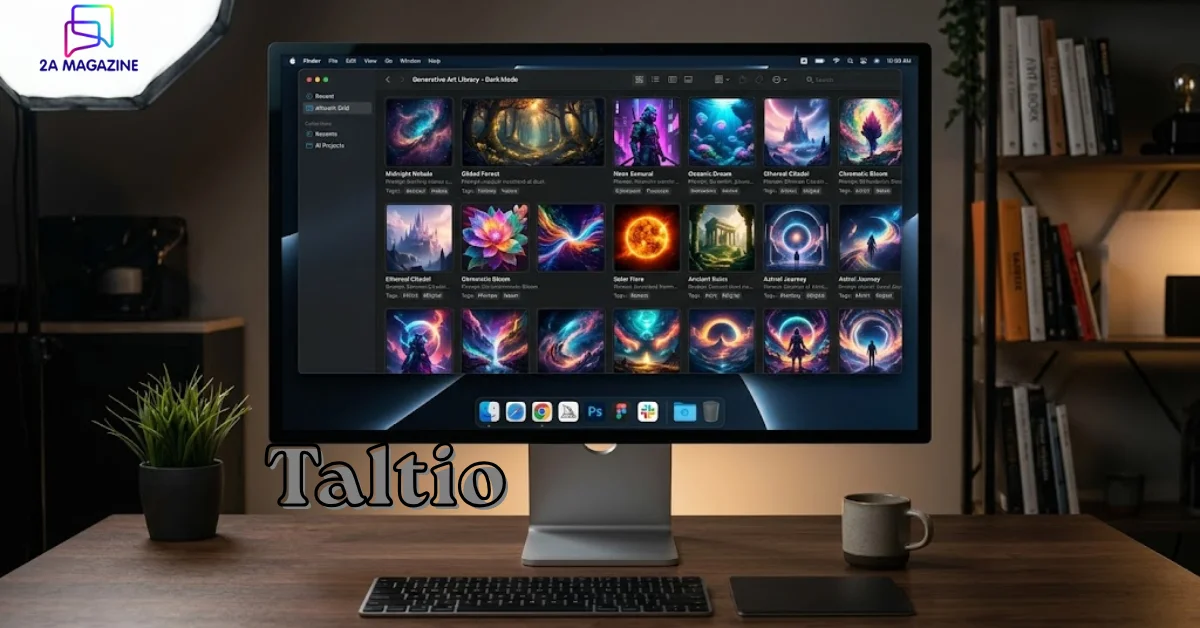 Taltio app showing organized AI-generated artwork collection on macOS