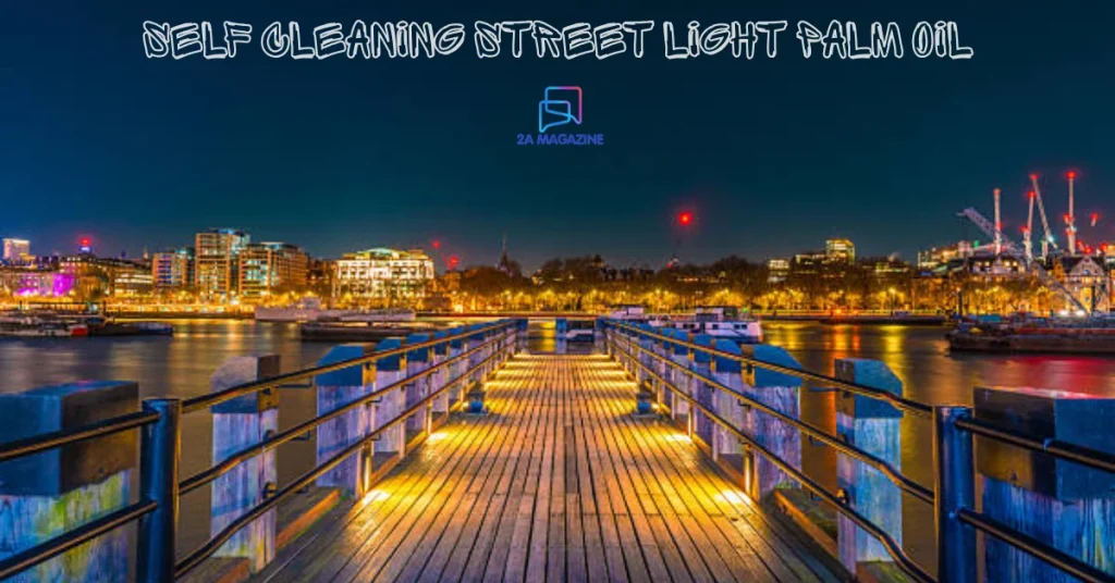 self cleaning street light palm oil technology urban road at night