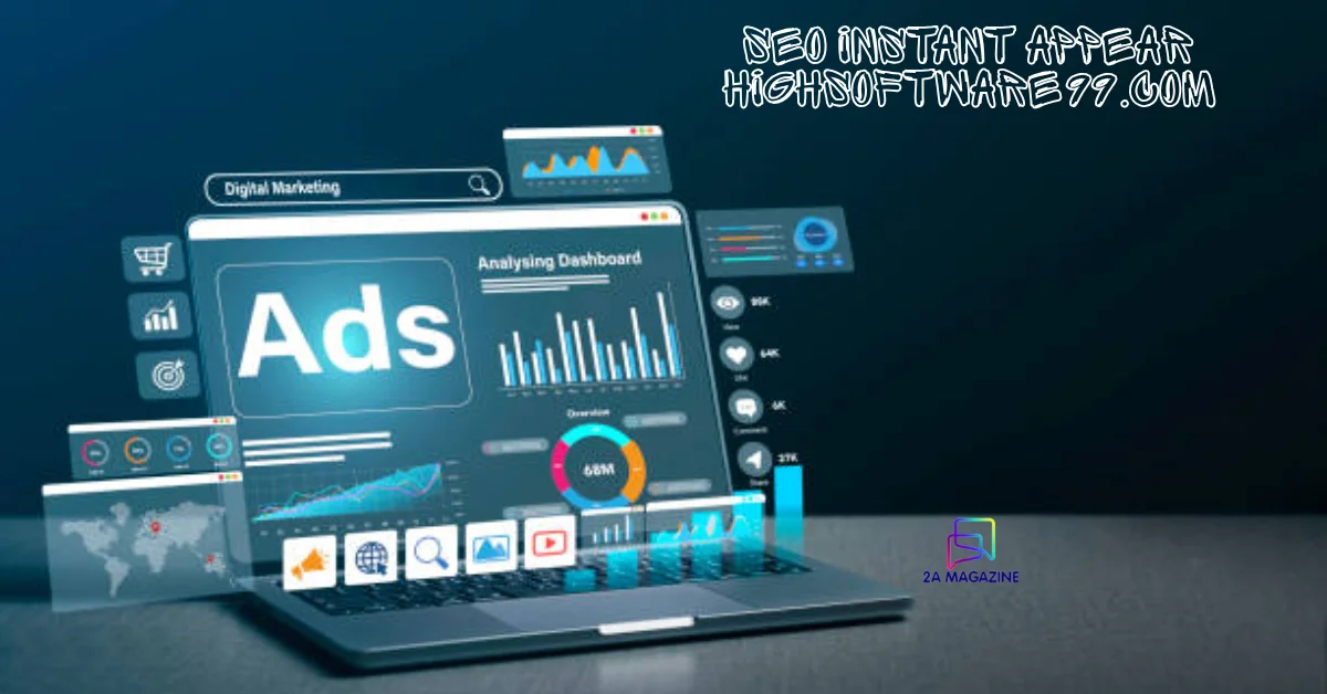 Laptop screen showing an SEO analytics dashboard with traffic and ranking graphs