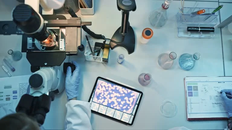 Close-up view of smart MyPipette technology with digital display in lab setting
