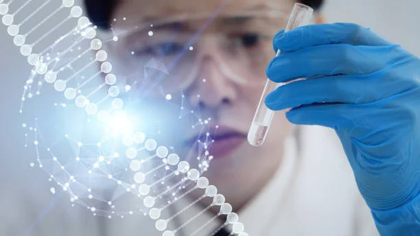 Futuristic visualization of human genome editing concept related to GMHIW technology