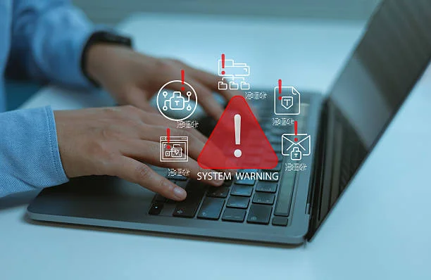 System warning alert on laptop showing AI phishing and cyber threat detection, droven io cybersecurity updates 2026