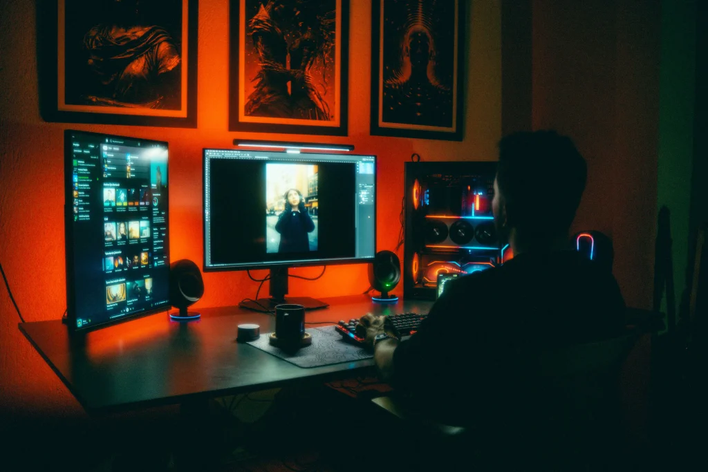 Digital artist using Taltio app to manage and organize AI generated images on Mac
