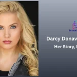 Headshot of Darcy Donavan — blonde hair, black leather jacket — beside the 2A Magazine logo and the title 'Darcy Donavan Biography: Her Story, Her Words.