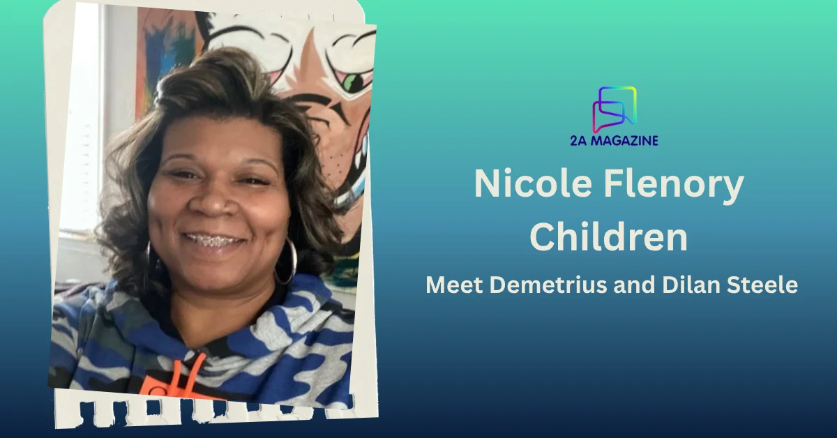 Nicole Flenory portrait with text overlay: 'Nicole Flenory Children - Meet Demetrius and Dilan Steele