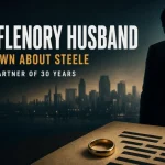 Nicole Flenory husband editorial illustration — faceless silhouette with wedding ring on redacted file, headline: Nicole Flenory Husband What's Known About Steele