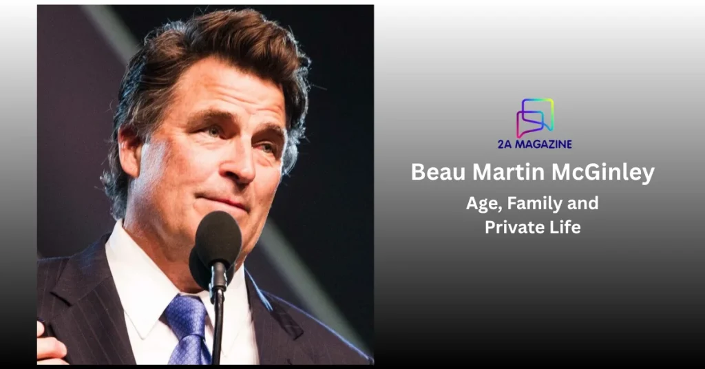 Ted McGinley, father of Beau Martin McGinley, speaking into a microphone