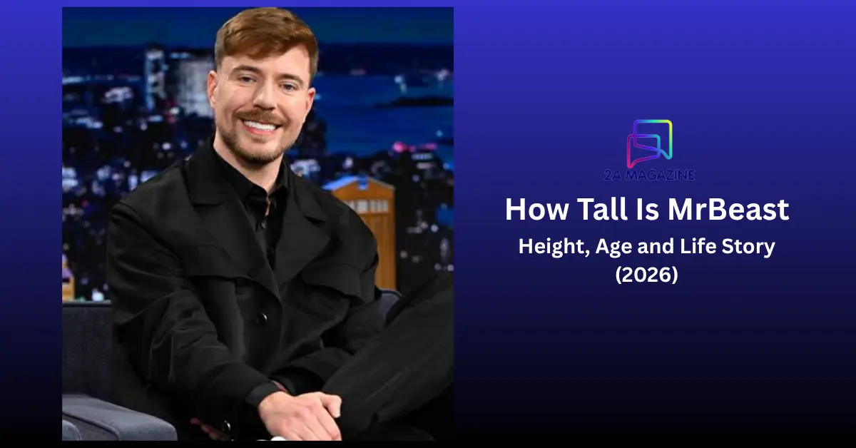 MrBeast (Jimmy Donaldson) seated on a talk-show set in a black jacket — featured image for "How Tall Is MrBeast? Height, Age and Life Story (2026)
