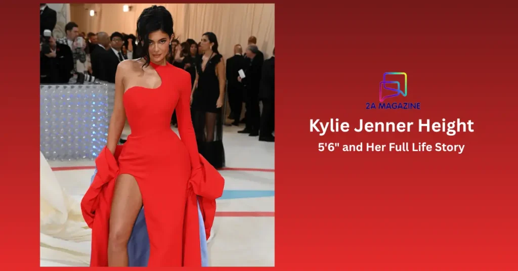 Kylie Jenner in a one-shoulder red gown and heels at the Met Gala — featured image for her height, 5'6" (168 cm)