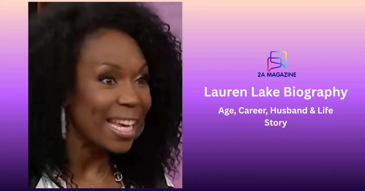 Lauren Lake smiling during a televised interview beside the title card "Lauren Lake Biography: Age, Career, Husband & Life Story"