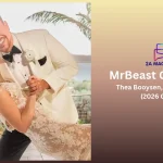 MrBeast and Thea Booysen at a public event." That's wrong for this image. It's a wedding shot.