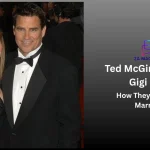 Actor Ted McGinley and his wife Gigi Rice smiling together in formal attire at a red carpet event
