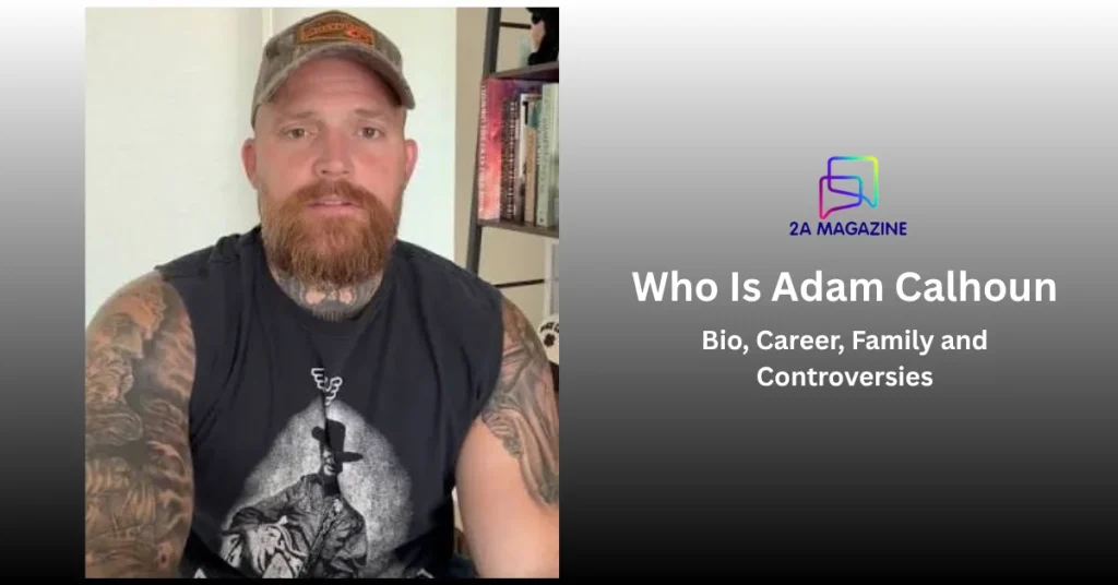 Adam Calhoun, the Illinois-born country rapper and YouTuber, in a camo cap and black sleeveless shirt