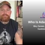 Adam Calhoun, the Illinois-born country rapper and YouTuber, in a camo cap and black sleeveless shirt